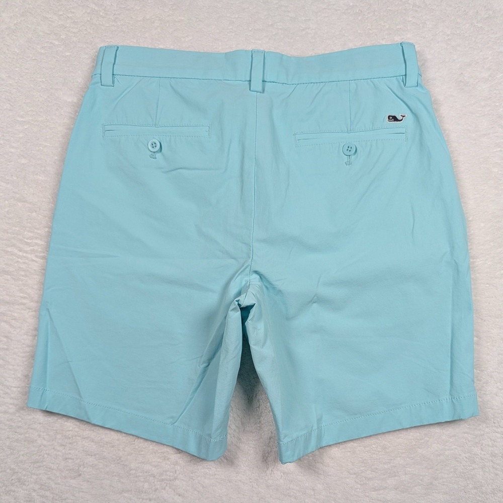 Vineyard Vines Performance Shorts Men 30 Turquoise Stretch Chino Golf Whale Logo